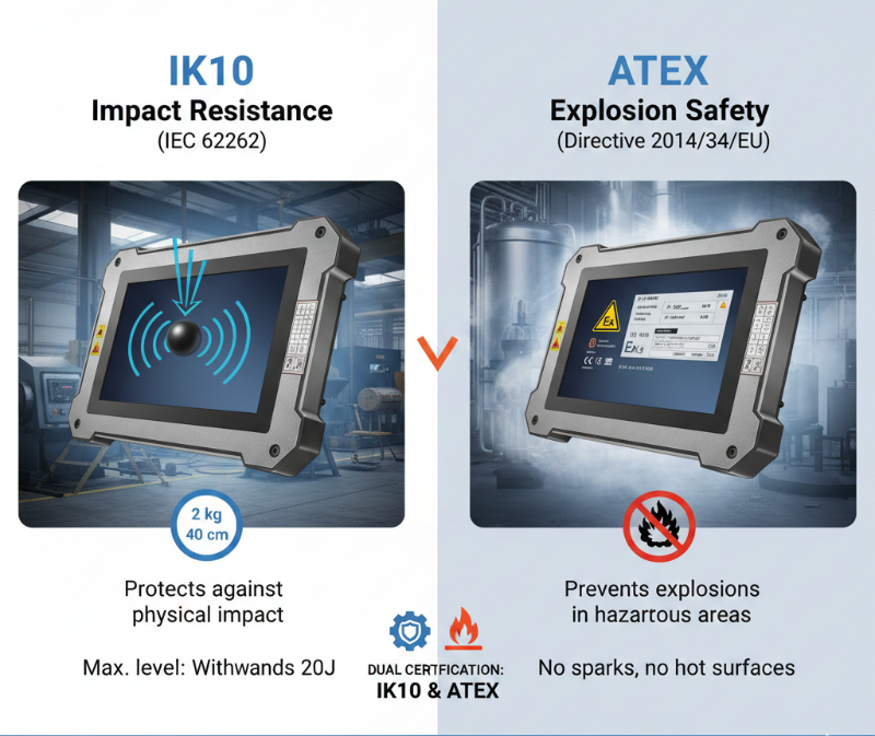 Display IK10 vs ATEX: resistenza agli urti e sicurezza contro le esplosioni